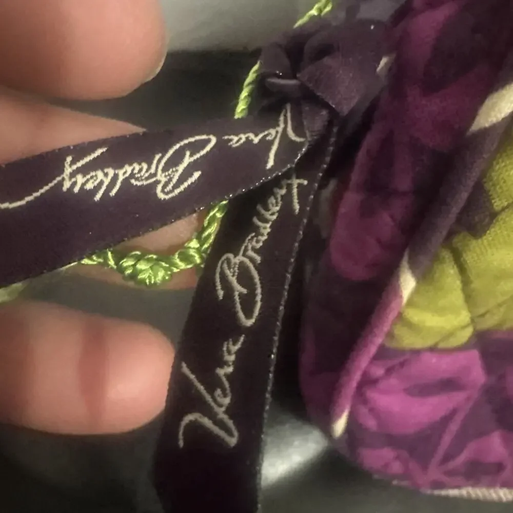 Vera Bradley Heather Retired Floral Cosmetic Travel Bag Purple Green 10x7.5”